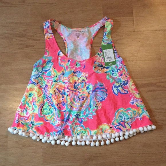 Lilly Pulitzer Tops - Lilly Pulitzer Pink Pom Pom Shirley Tank